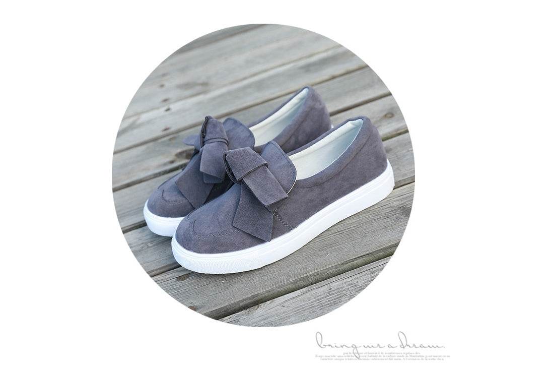 Women Nubuck Loafers Casual Bowknot Shoes - Mubimart