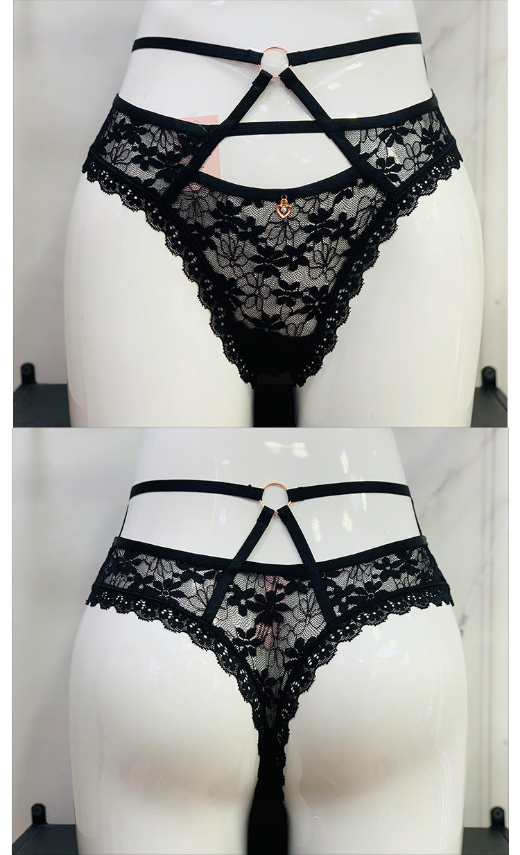 Lace cutout thong - Mubimart -  