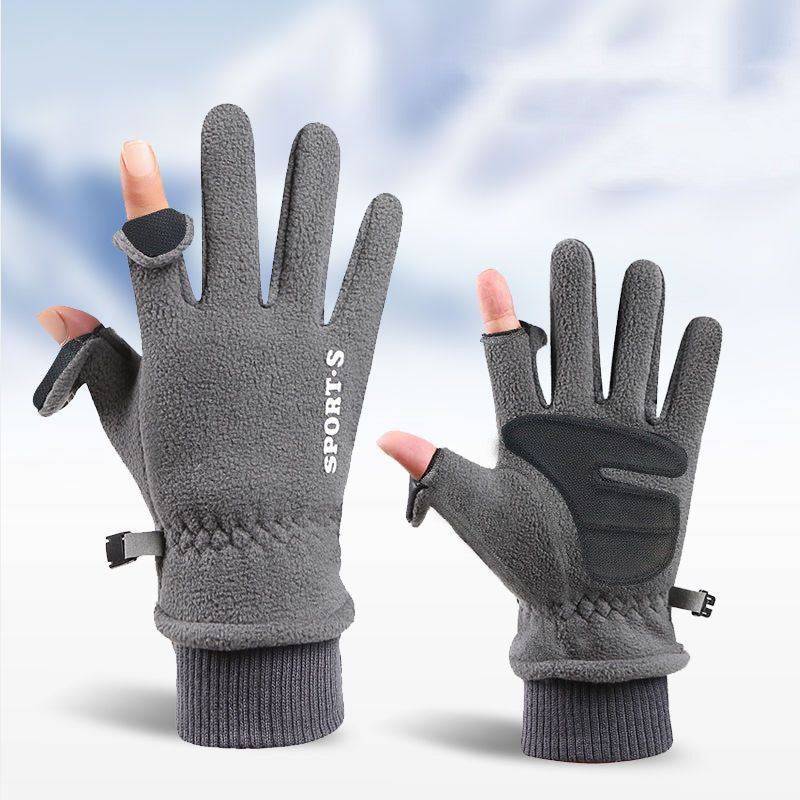 Outdoor Ski Rijden Handschoenen Winter Polar Fleece Flip Cover Winter Handschoenen Mannen En Vrouwen Plus Fluwelen Verdikte Warme Touchscreen Handschoenen