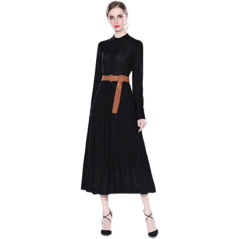 Women's French Hollow Heavy Work Embroidery Dress - Mubimart