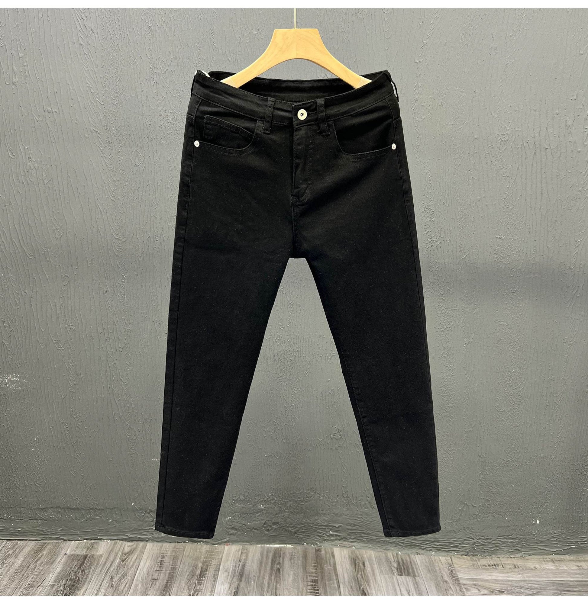 Mens Trendy Youth Simple Casual White Trousers Jeans - Mubimart