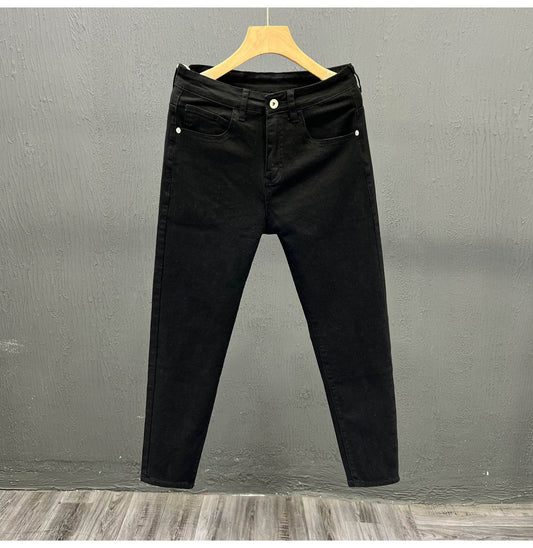 Mens Trendy Youth Simple Casual White Trousers Jeans - Mubimart