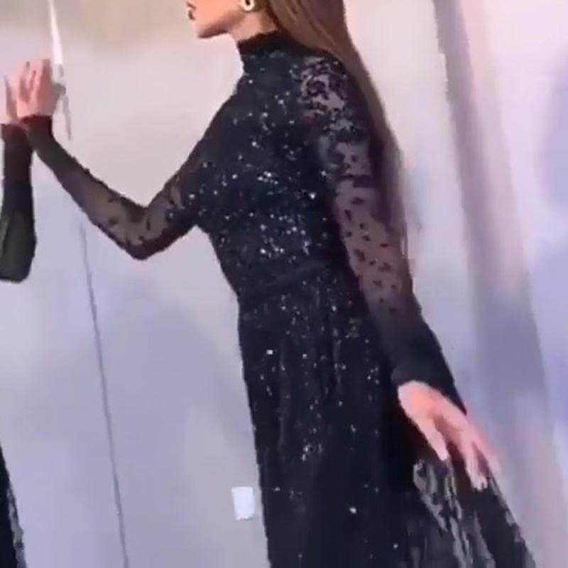 Gilded Long Sleeve Prom Dress - Mubimart