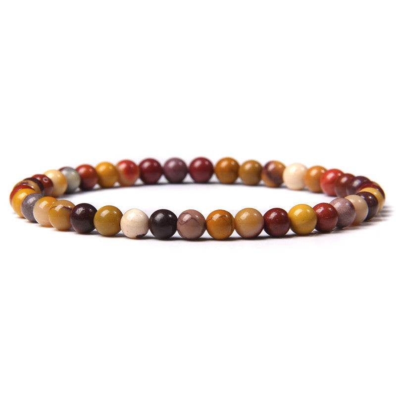 4mm Natural Agate Stone Beads Energy Charm Bracelet For Women - Mubimart