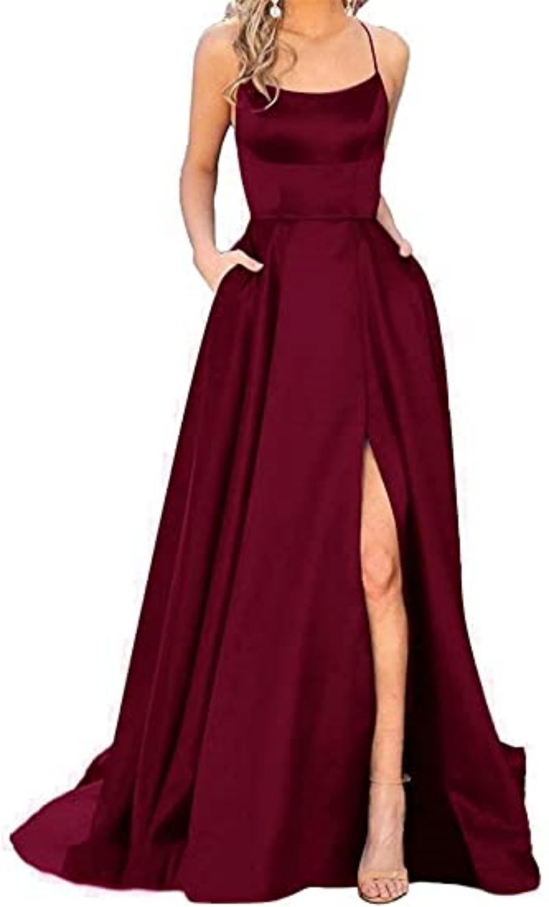 Sleeveless Split Prom Evening Dress New - Mubimart -  