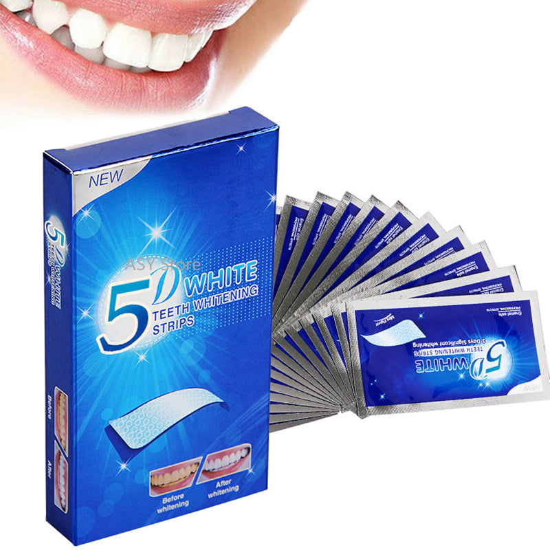 5D Gel Teeth Whitening Strips White Tooth Dental Kit Oral Hygiene Care Strip For False Teeth Veneers Dentist Seks Whiten Gel - Mubimart - Whitening strips 