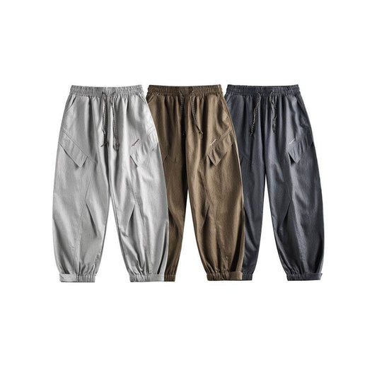 Men's All Cotton Loose Straight Jogger Pants - Mubimart