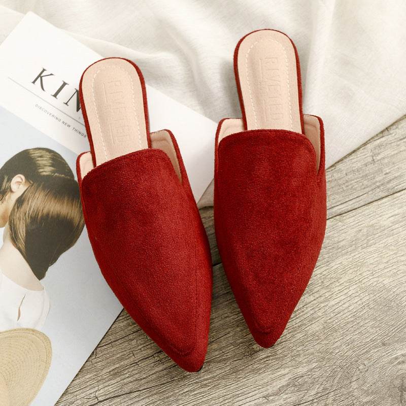 Fashion Closed Toe Flat Pointed-toe Semi-slippers Women - Mubimart