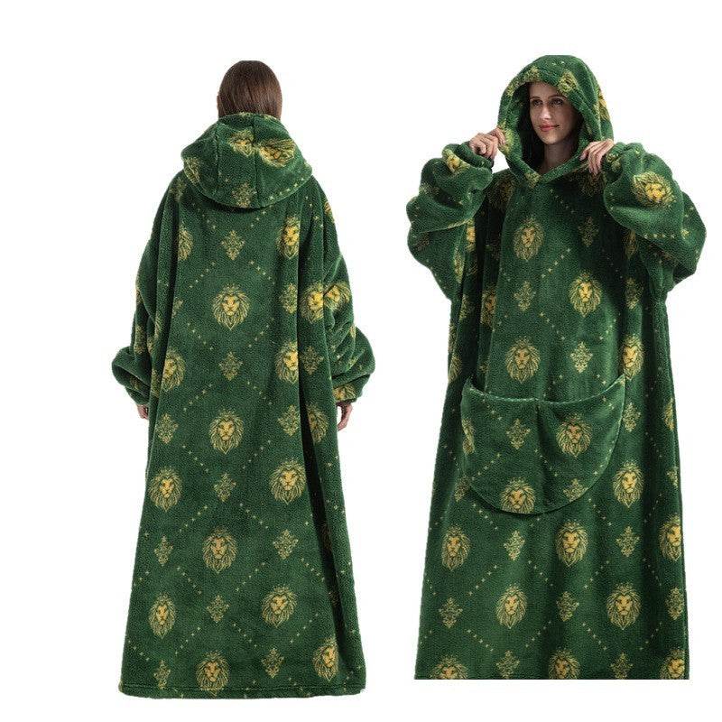 New Plus-sized Widened Homewear Lazy Blanket Warm Nightgown - Mubimart