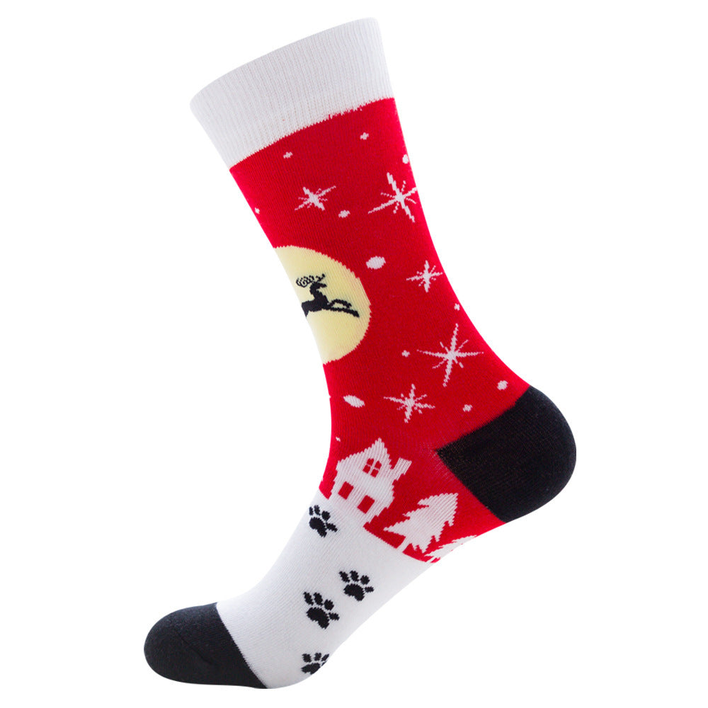 Men's Socks Santa Claus Moose Men's Mid-tube Socks Tide Cotton Socks - Mubimart -  