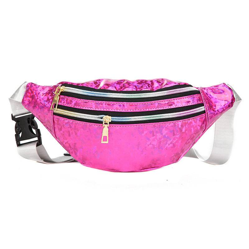 Double Pocket Holographic Fanny Pack - Mubimart