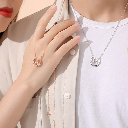 Couple Necklace Sterling Silver Couple Love Geometry