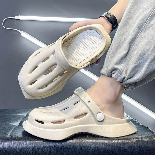 Fashion Clogs Shoes Summer Ankle-wrap Slippers Garden Beach Shoes - Mubimart