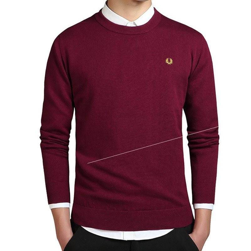 Mens Sweater Pullovers Cotton Knitted Jumpers Male Knitwear - Mubimart