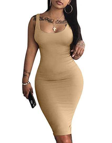 Womens Sexy Bodycon Tank Dress Sleeveless - Mubimart