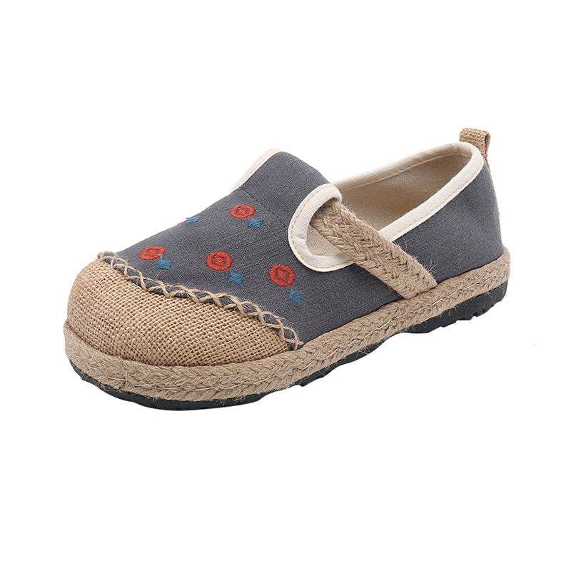 New Comfort Round Head Cotton And Linen Shoes Breathable Embroidered - Mubimart