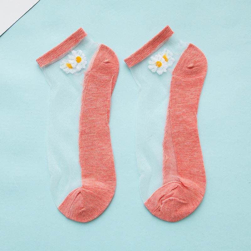 Women's Low-cut Liners Transparent Spun Glass Thin Socks - Mubimart
