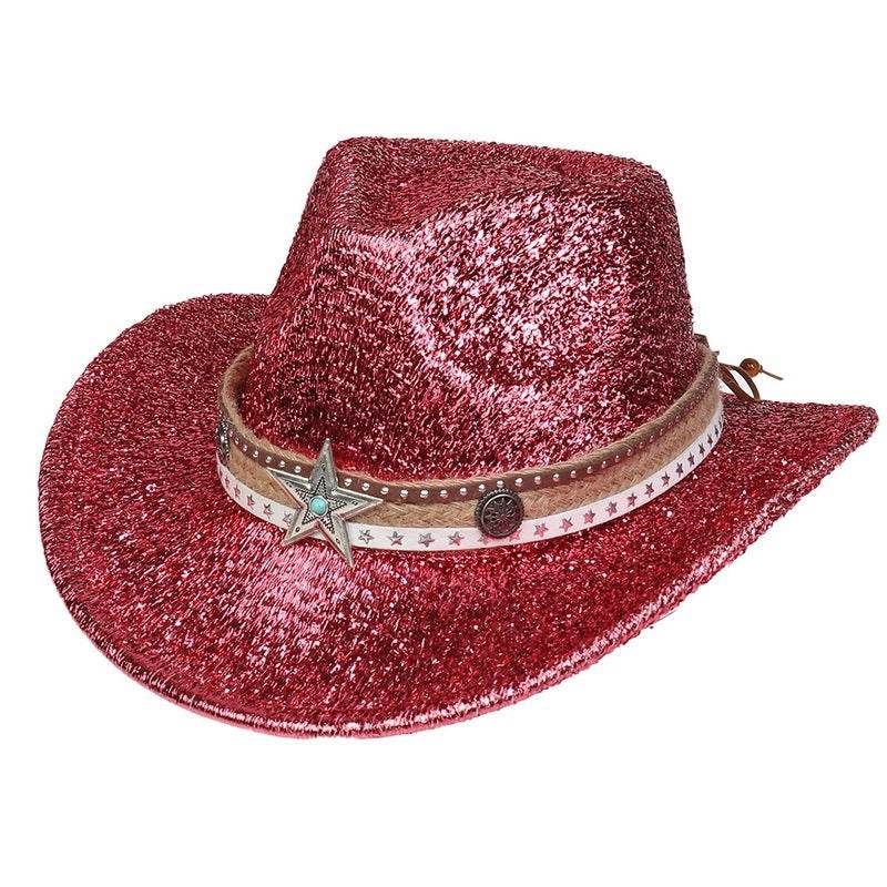 Festival Party Gathering Silver Western Denim Fedora Hat Felt - Mubimart