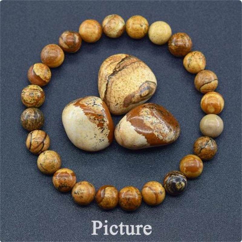 Natural Stone Elastic String Beaded Bracelet Jewelry Stone Tiger Eye Beaded Yoga Bracelets For Men Women - Mubimart