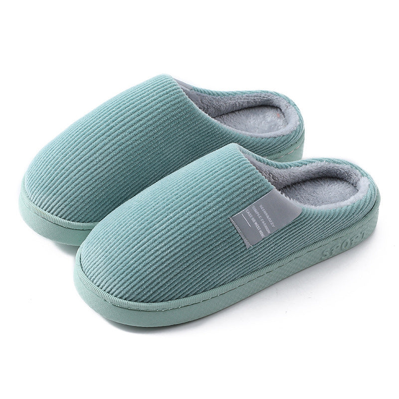 Indoor Corduroy Shoes Warm Plush Home Slipper Anti Slip Floor Bedroom Shoes Autumn Winter - Mubimart -  