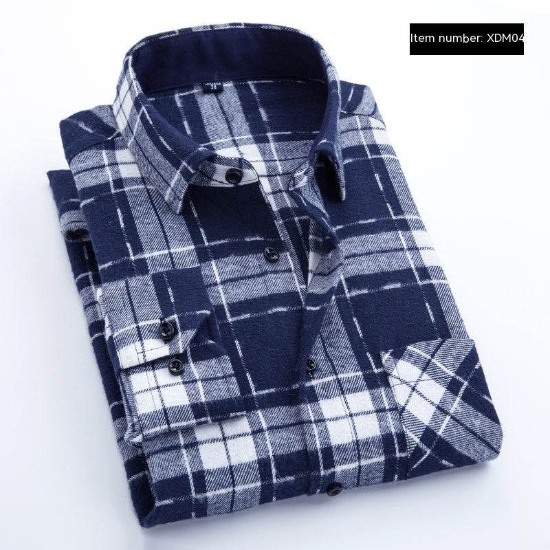 Men's Casual Flannel Long-sleeved Shirt - Mubimart