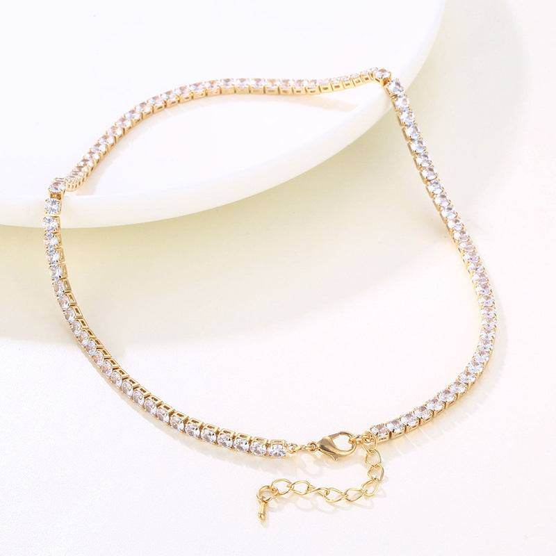 Round Zircon Short Chain Necklace For Women - Mubimart