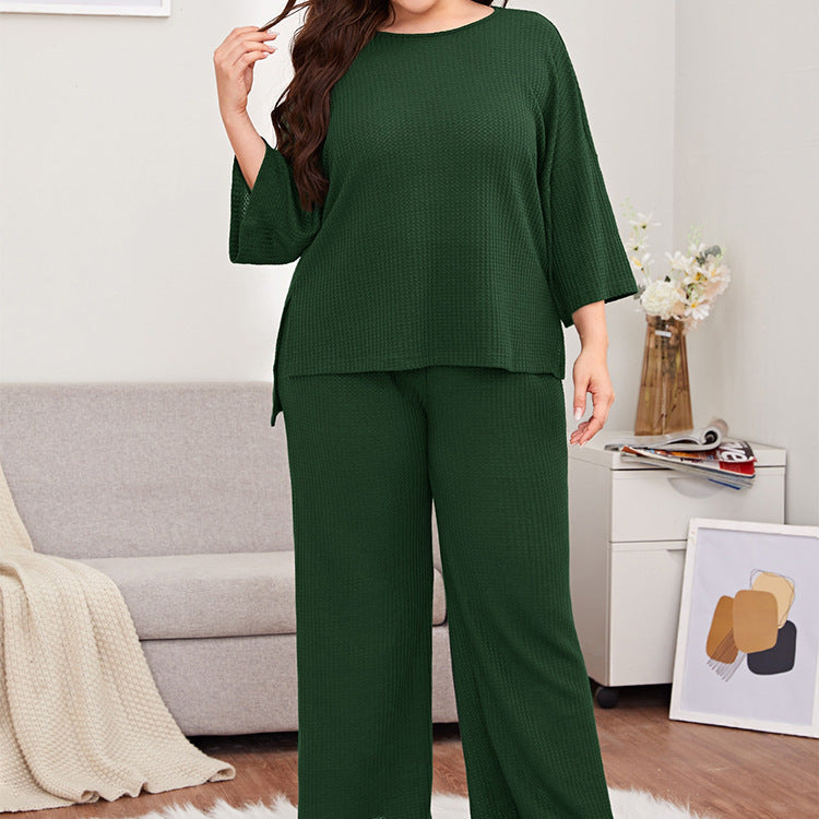 Women's Plus Size Casual Pajama Set 34 Sleeve - Mubimart -  