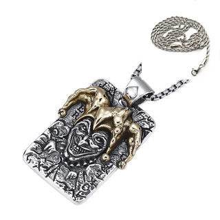 Mens Alloy Poker Clown Pendant Necklace Vintage - Mubimart