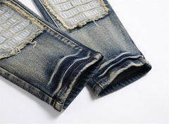 Jeans Patch Retro Blauw Slim Fit Heren