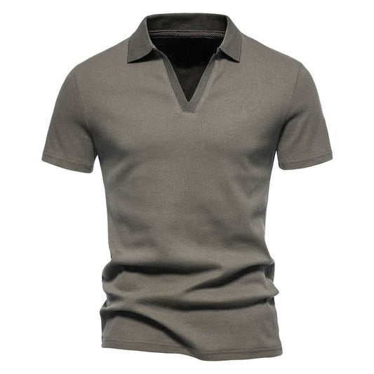 Henley Shirt Men's Short-sleeved T-shirt Henry Collar American Retro Men's Workout Top - Mubimart