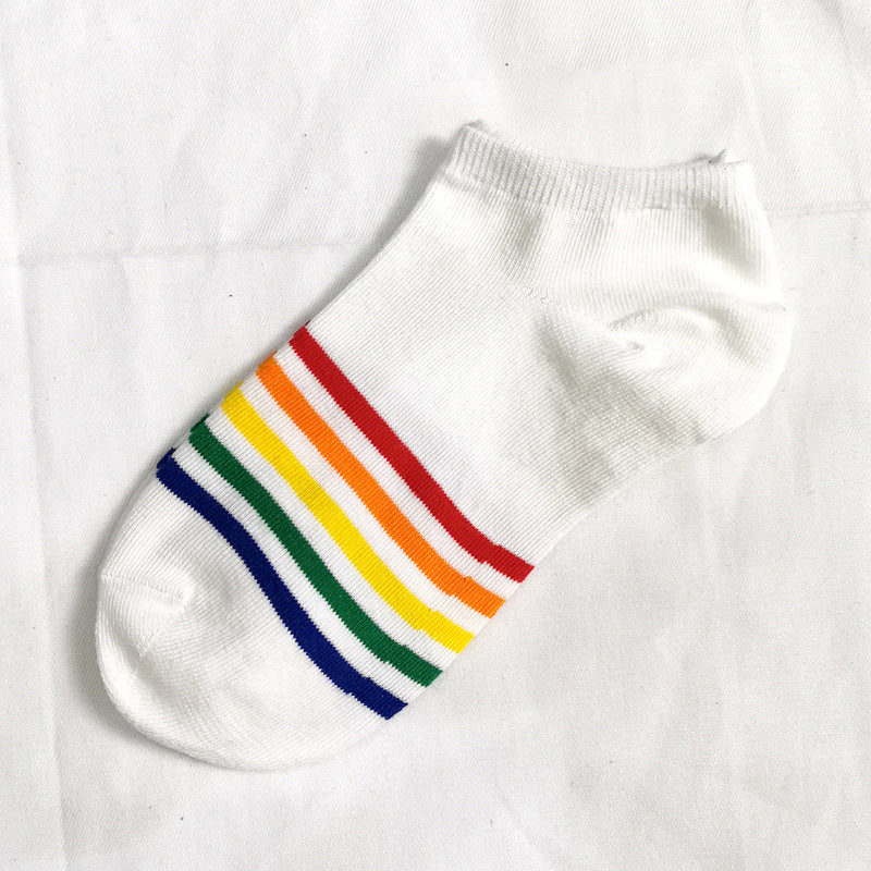 Rainbow Short Tube Low Top Doll Unisex Ins Trend Trendy Socks - Mubimart -  