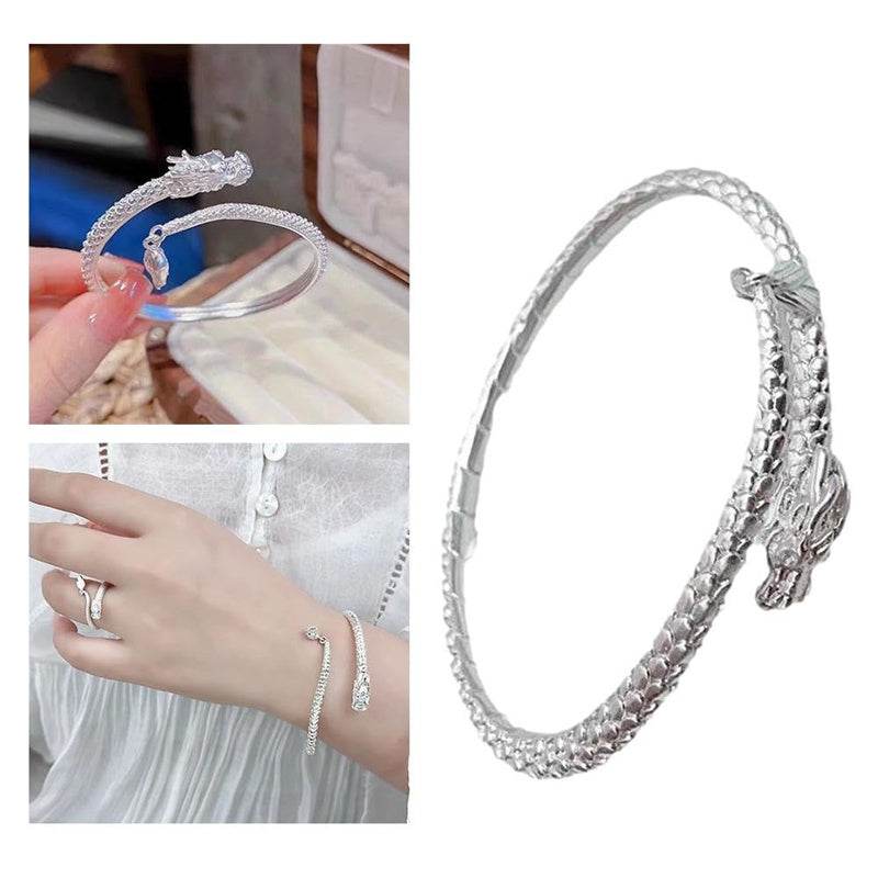 2024 Trendy Magical Dragon Waving Its Tail Chinese Style Men And Women Couple Adjustable Bracelet New Popular Relief Dragon Tail Bangle Punk Jewelry - Mubimart
