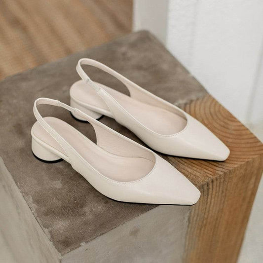 Pointed Toe Slingback Baotou Simple Low Heel Women's Shoes - Mubimart