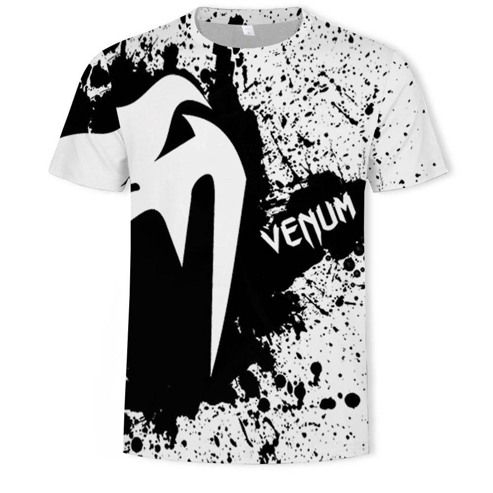 Mens Fashion Casual Digital Print Crew Neck T-shirt - Mubimart