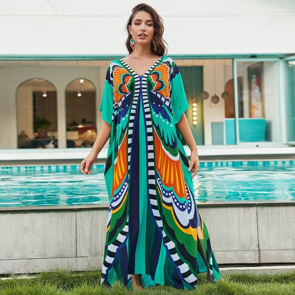 Plus Size Robe Blouse Beach Bikini Vacation Coat Dress Women - Mubimart