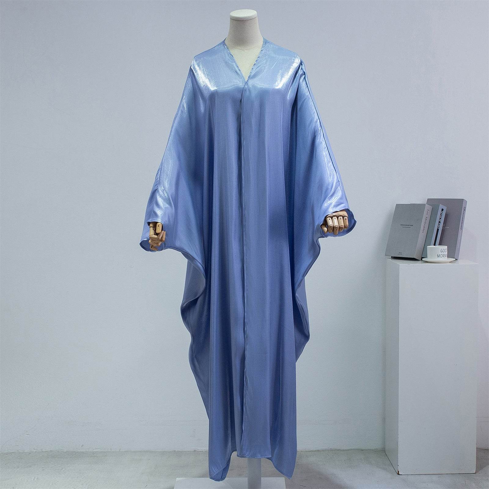 Fashion Casual Bright Silk Cardigan Plus Size Robe Batwing Sleeve - Mubimart