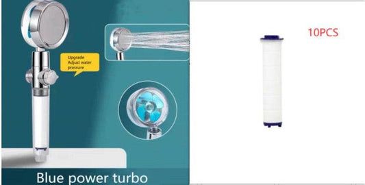 Shower Head Water Saving Flow 360 Degrees Rotating With Small Fan ABS Rain High Pressure Spray Nozzle Bathroom Accessories - Mubimart