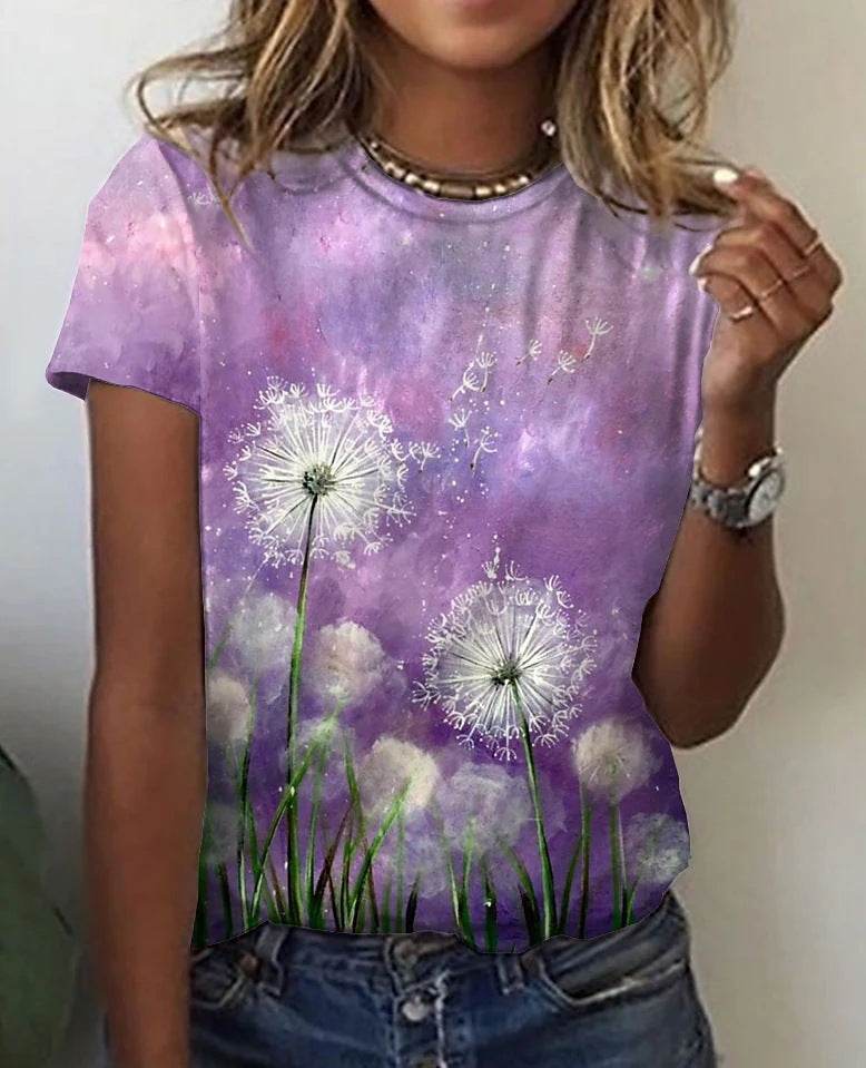Printed Casual T-shirt For Women - Mubimart