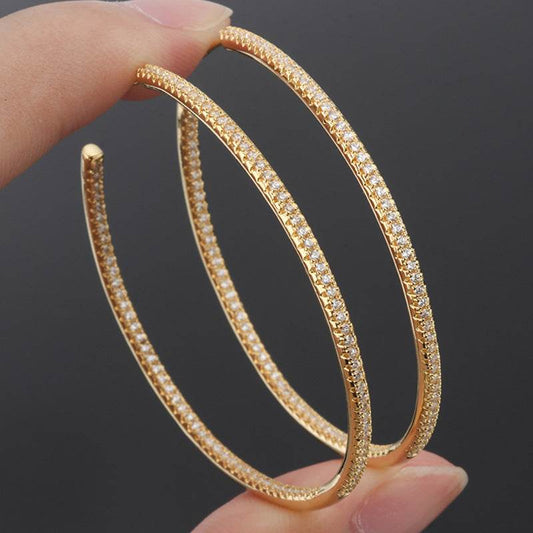 Creative Sparkling Zircon Hoop Earrings - Mubimart