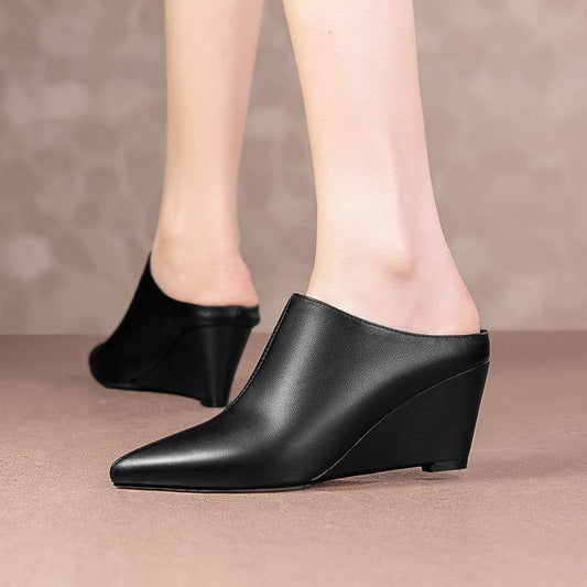 Pointed Toe Wedge Flat Shoes Shoe Covers Foot Mules - Mubimart