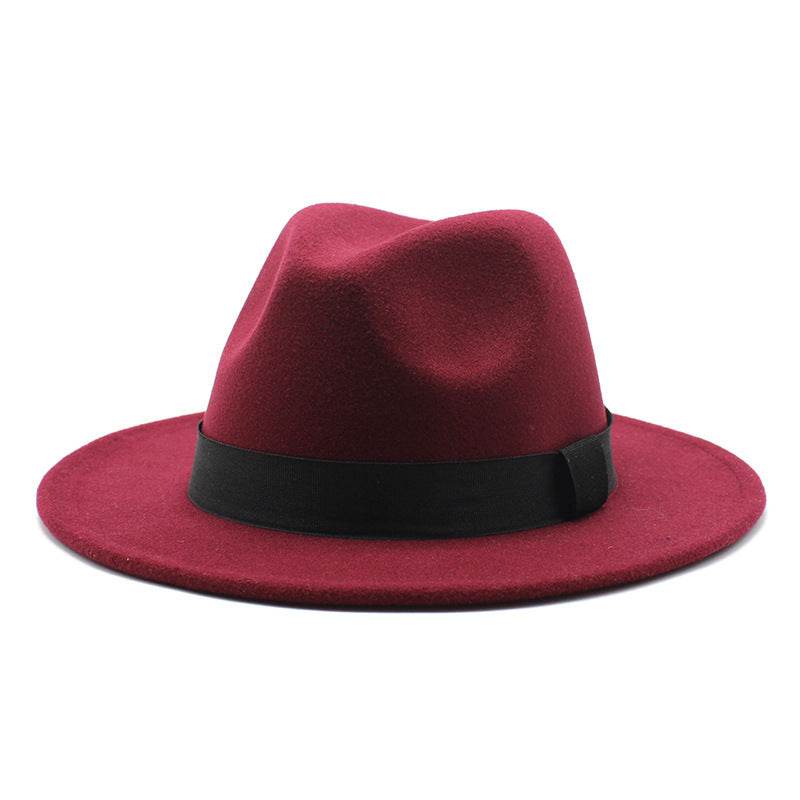New Panama Flat Brim Fedora Hat Woolen Hat Men's And Women's Hats - Mubimart
