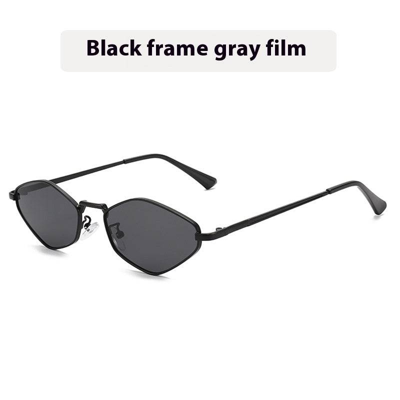 Cat Eye Metal Sunglasses Female Personality Polygon European And American Ins Small Frame - Mubimart