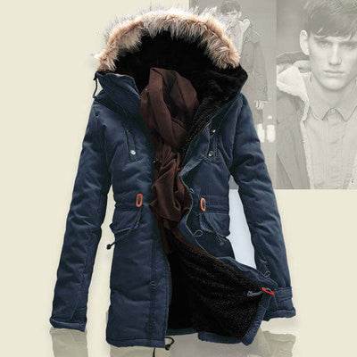 Men Winter Coat Lamb Wool Liner Thick Padded Jacket Men's Cotton Coat - Mubimart