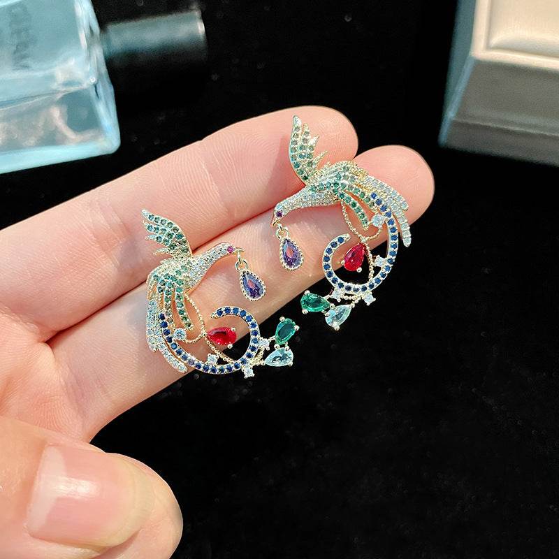 Coloured Zirconia Stud Earrings For Women - Mubimart