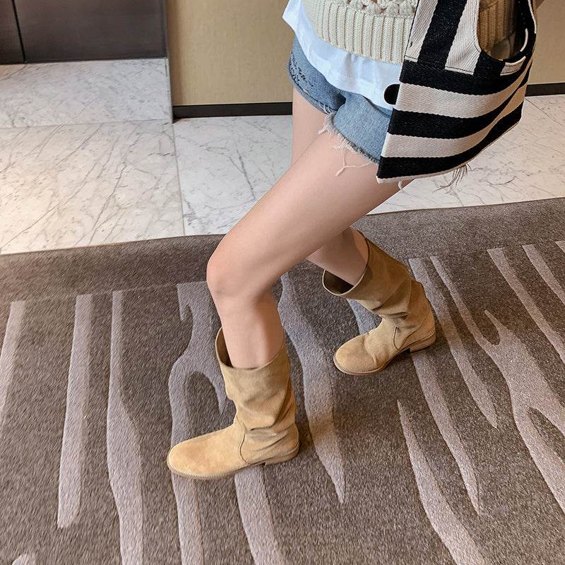 Tall Flat Retro Cowboy Boots Women's - Mubimart