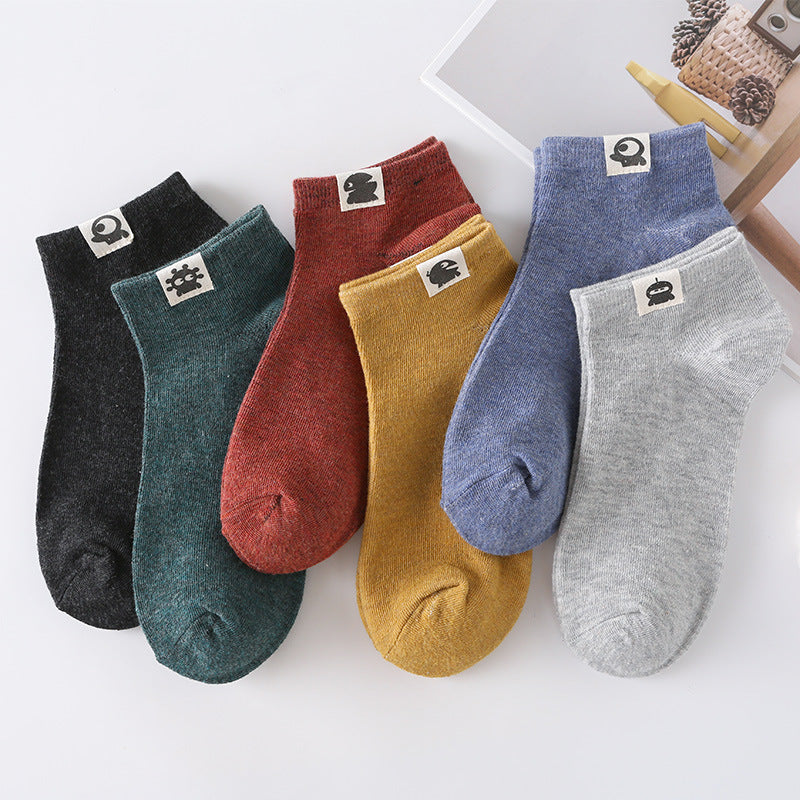 Retro Solid Color Low Waist Shallow Mouth Socks - Mubimart -  