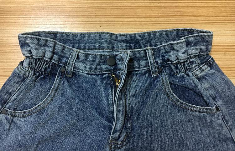 Fashion Five-color Elastic Waist Rolled Edge Denim Shorts Women - Mubimart