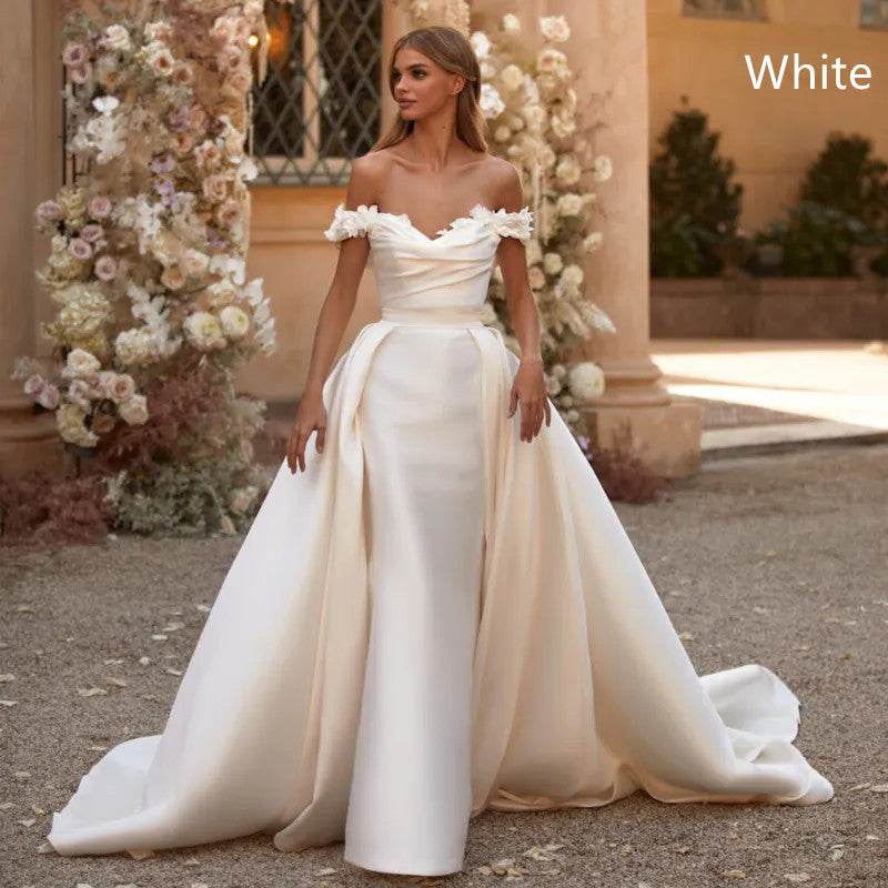 Women's Fashionable Removable Trailing Wedding Prom Dress - Mubimart