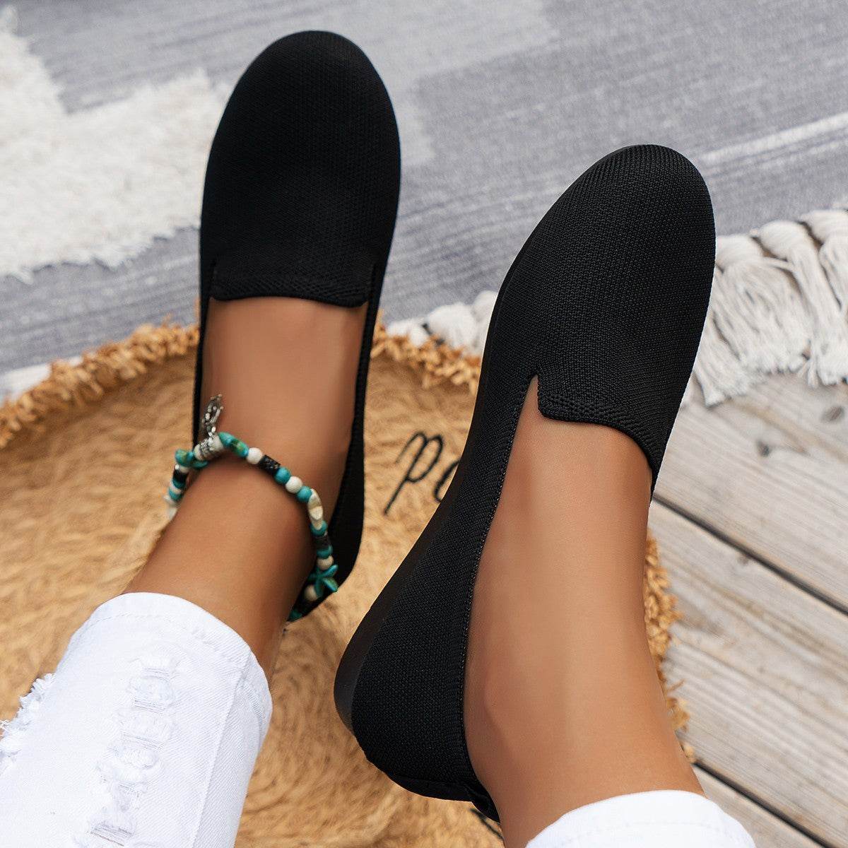 Slip-on Leopard Print Round Toe Flat Bottom Work Shoes - Mubimart
