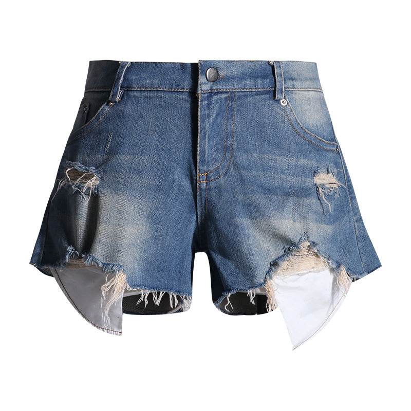 Fashion Personalized Washed Denim Shorts For Women - Mubimart